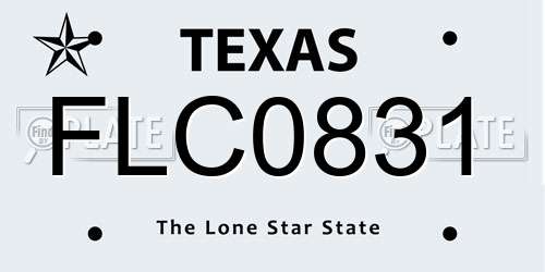 FLC0831 Texas License Plate