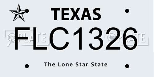 FLC1326 Texas License Plate