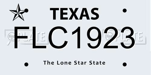 FLC1923 Texas License Plate