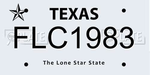 FLC1983 Texas License Plate