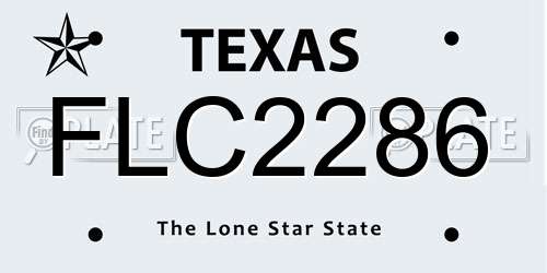 FLC2286 Texas License Plate