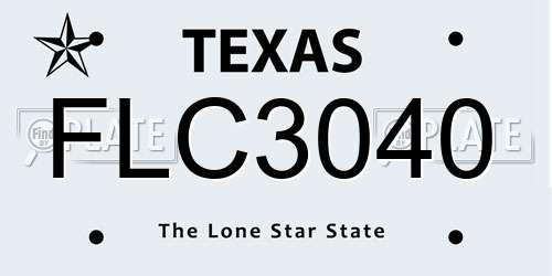 FLC3040 Texas License Plate