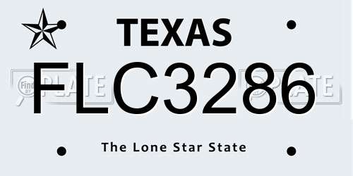 FLC3286 Texas License Plate