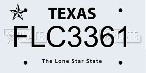 FLC3361 Texas License Plate