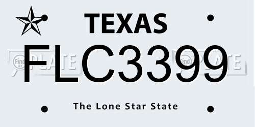 FLC3399 Texas License Plate
