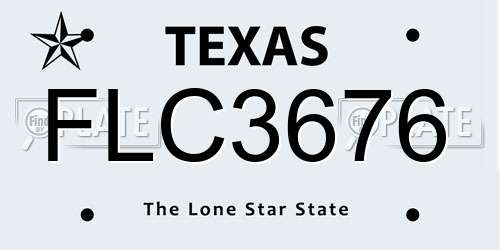 FLC3676 Texas License Plate