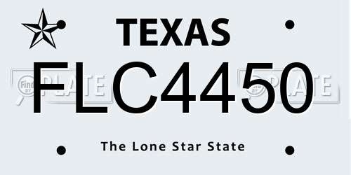 FLC4450 Texas License Plate