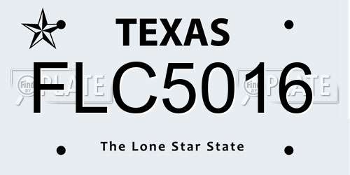 FLC5016 Texas License Plate