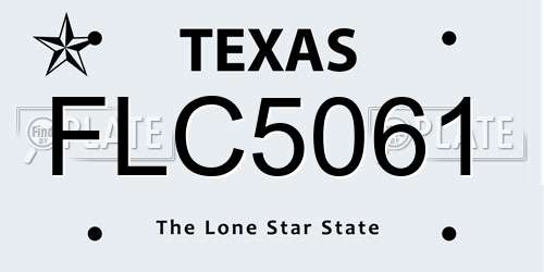 FLC5061 Texas License Plate