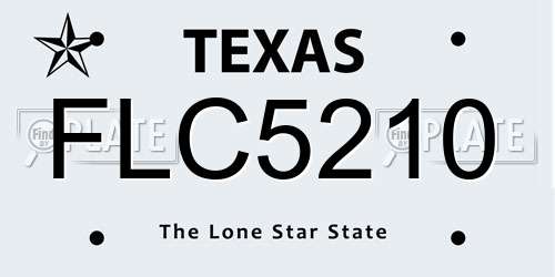 FLC5210 Texas License Plate