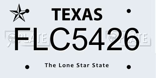 FLC5426 Texas License Plate