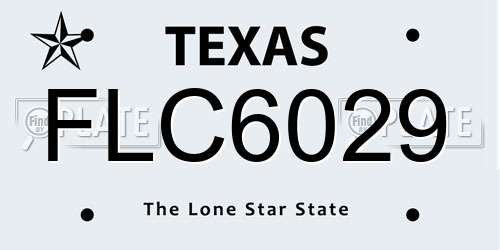 FLC6029 Texas License Plate