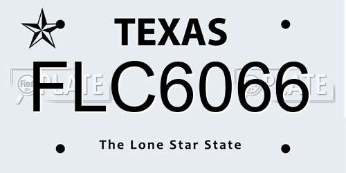 FLC6066 Texas License Plate