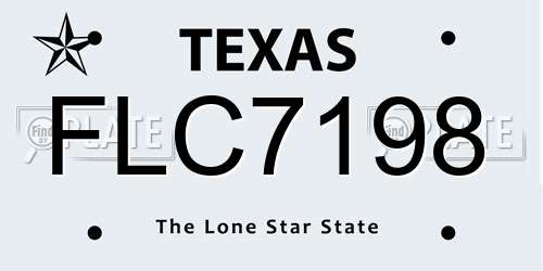 FLC7198 Texas License Plate