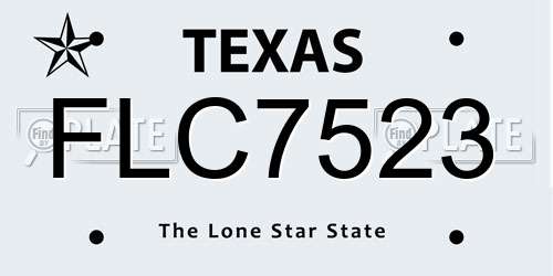FLC7523 Texas License Plate