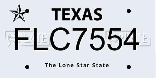 FLC7554 Texas License Plate