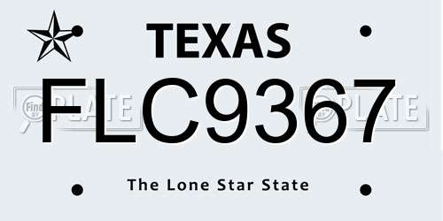 FLC9367 Texas License Plate