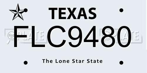 FLC9480 Texas License Plate