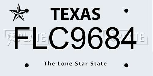 FLC9684 Texas License Plate