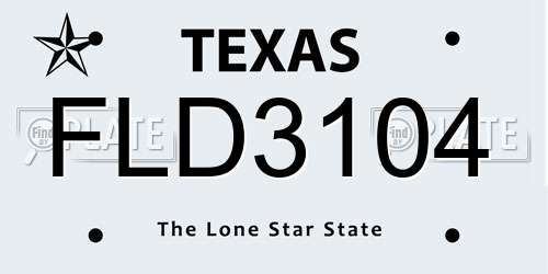 FLD3104 Texas License Plate