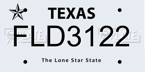 FLD3122 Texas License Plate
