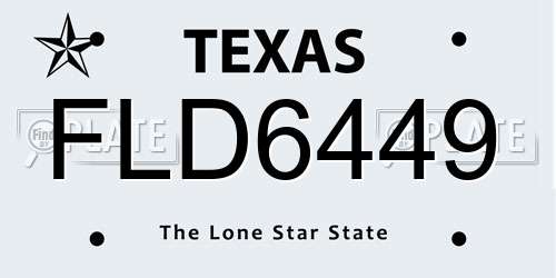FLD6449 Texas License Plate