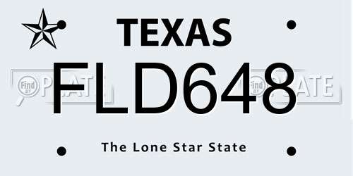 FLD648 Texas License Plate