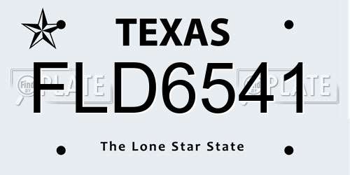 FLD6541 Texas License Plate