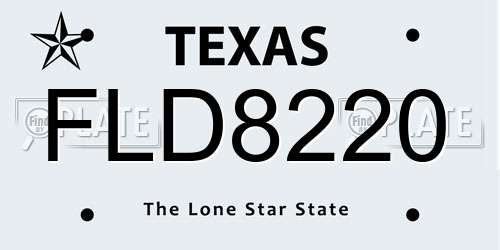 FLD8220 Texas License Plate