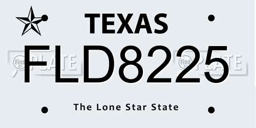 FLD8225 Texas License Plate