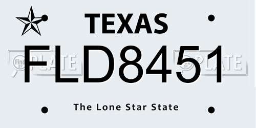 FLD8451 Texas License Plate
