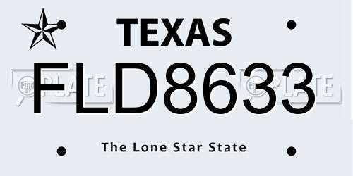 FLD8633 Texas License Plate