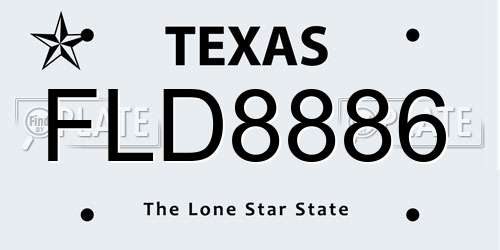 FLD8886 Texas License Plate