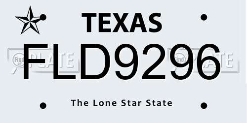 FLD9296 Texas License Plate