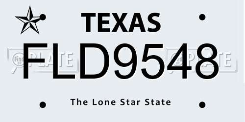 FLD9548 Texas License Plate