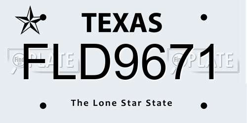 FLD9671 Texas License Plate