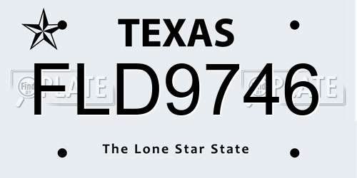 FLD9746 Texas License Plate