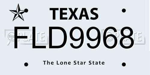 FLD9968 Texas License Plate