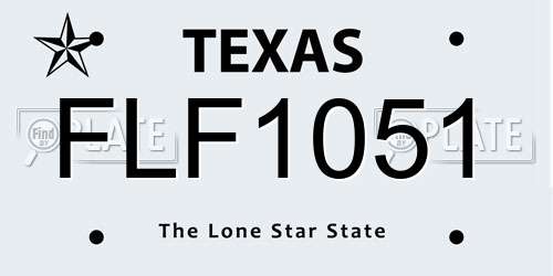 FLF1051 Texas License Plate