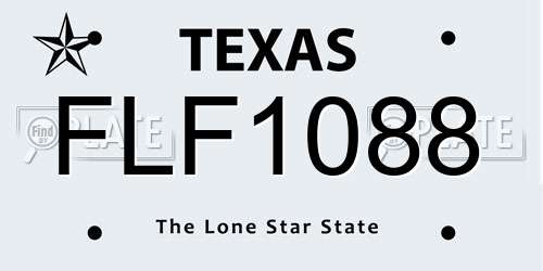 FLF1088 Texas License Plate