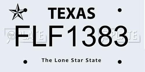 FLF1383 Texas License Plate