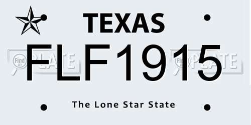 FLF1915 Texas License Plate