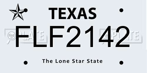 FLF2142 Texas License Plate
