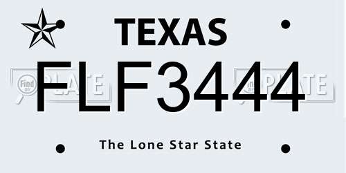 FLF3444 Texas License Plate