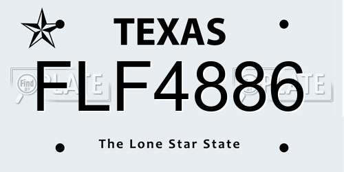 FLF4886 Texas License Plate