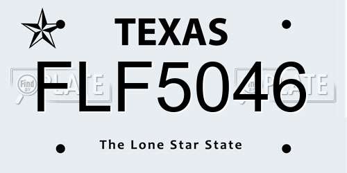 FLF5046 Texas License Plate