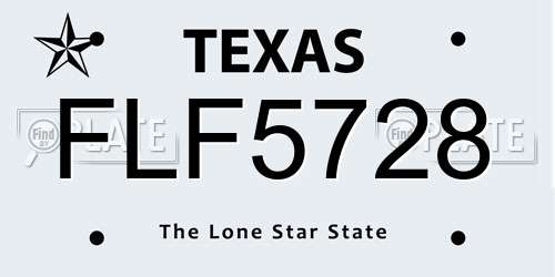 FLF5728 Texas License Plate