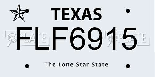 FLF6915 Texas License Plate