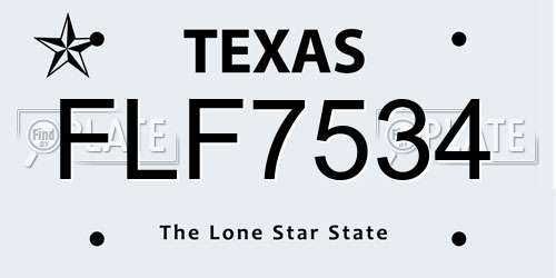 FLF7534 Texas License Plate