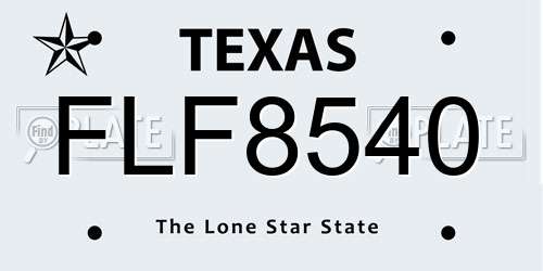 FLF8540 Texas License Plate